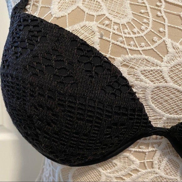 Victoria’s Secret bikini (M) and top (36C) padded push-up crochet black … - Picture 8 of 16